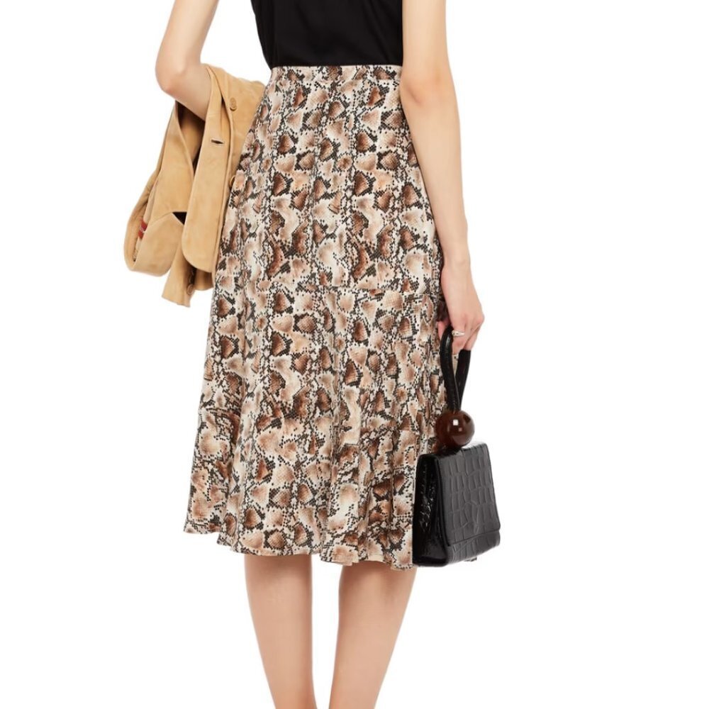 ALTUZARRA Snake Print 100% Silk Crepe De Chine Midi Slip Skirt - Picture 4 of 9
